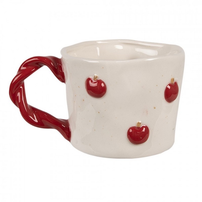Tazza mug in ceramica decorata con mele in rilievo, perfetta come regalo primaverile